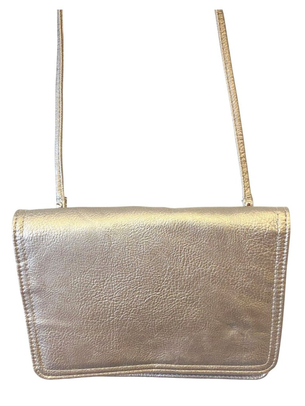 Apt 9 Silver Metallic Crossbody Purse Wallet With Card Slots Zipper Closure